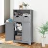 COSTWAY Bathroom Storage Cabinet, Freestanding Storage Organizer with 2 Drawers & Adjustable Shelf, Wooden Floor Cabinet for Living Room, Bedroom, Kitchen, Entryway (Gray) view 2
