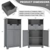 COSTWAY Bathroom Storage Cabinet, Freestanding Storage Organizer with 2 Drawers & Adjustable Shelf, Wooden Floor Cabinet for Living Room, Bedroom, Kitchen, Entryway (Gray) view 3
