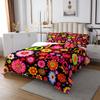 Bohemian Coverlet Set Exotic Paisley Peace Sign Bedspread,Rainbow 60s 70s Groovy Flower Quilted Hippy Girl Flower Quilt Set King,Women's Halloween Floral 1960's 1970's Hippie Bedroom Decor view 3