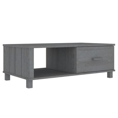 vidaXL Solid Pinewood Coffee Table HAMAR with Storage Drawer and Compartment, Versatile Home Furniture, Dark Gray, 39.4"x21.7"x13.8"