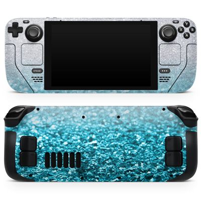 Design Skinz - Compatible with Steam Deck - Skin Decal Protective Scratch-Resistant Removable Vinyl Wrap Cover - Turquoise & Silver Glimmer Fade