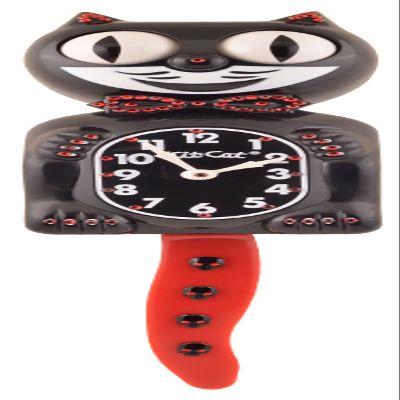 Kit Cat Klock Limited Edition Skull Redtail/Bow Jeweled Clock