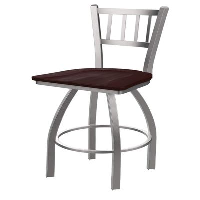 810 Contessa Stainless Steel 36" Swivel Bar Stool with Dark Cherry Maple Seat