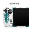 Design Skinz - Compatible with Steam Deck - Skin Decal Protective Scratch-Resistant Removable Vinyl Wrap Cover - Splattered Teal Watercolor Feathers view 4