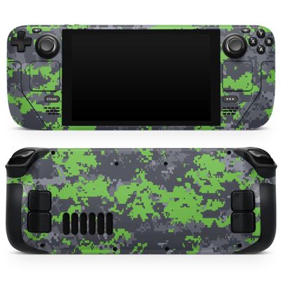 Design Skinz - Compatible with Steam Deck - Skin Decal Protective Scratch-Resistant Removable Vinyl Wrap Cover - Lime Green and Gray Digital Camouflage