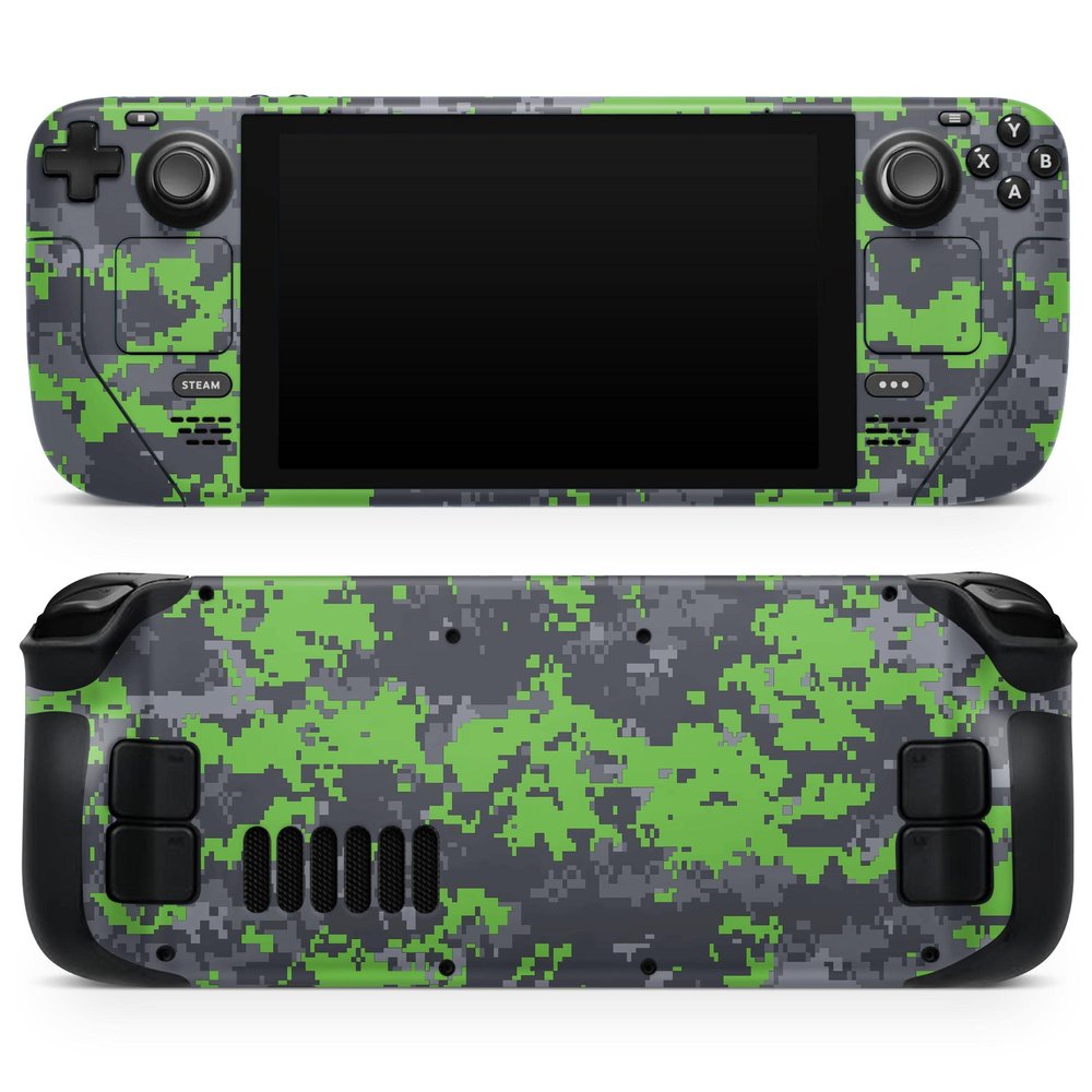 Design Skinz - Compatible with Steam Deck - Skin Decal Protective Scratch-Resistant Removable Vinyl Wrap Cover - Lime Green and Gray Digital Camouflage