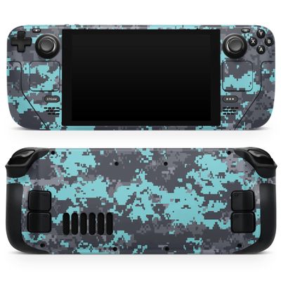 Design Skinz - Compatible with Steam Deck - Skin Decal Protective Scratch-Resistant Removable Vinyl Wrap Cover - Turquoise and Gray Digital Camouflage