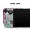 Design Skinz - Compatible with Steam Deck - Skin Decal Protective Scratch-Resistant Removable Vinyl Wrap Cover - Grungy Teal and Pink Damask Pattern view 4