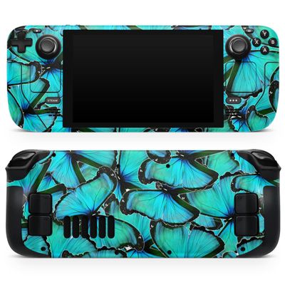 Design Skinz - Compatible with Steam Deck - Skin Decal Protective Scratch-Resistant Removable Vinyl Wrap Cover - Turquoise Butterfly Bundle