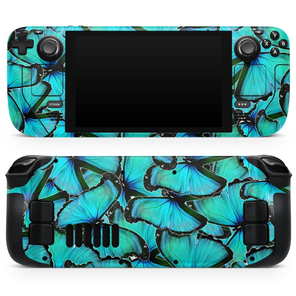 Design Skinz - Compatible with Steam Deck - Skin Decal Protective Scratch-Resistant Removable Vinyl Wrap Cover - Turquoise Butterfly Bundle
