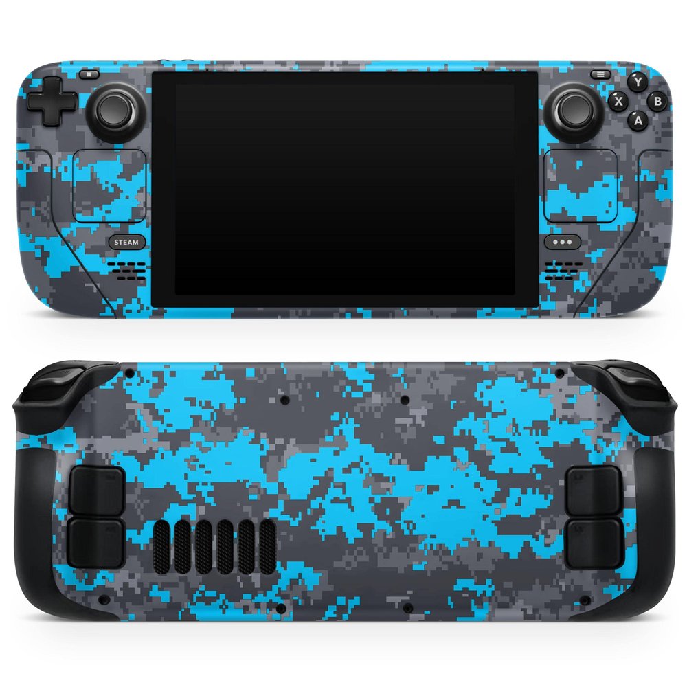Design Skinz - Compatible with Steam Deck - Skin Decal Protective Scratch-Resistant Removable Vinyl Wrap Cover - Bright Blue and Gray Digital Camouflage