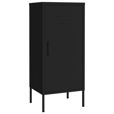 vidaXL Steel Storage Cabinet, Black - Industrial Design with 2 Adjustable Shelves and Levelers, 16.7"x13.8"x40"