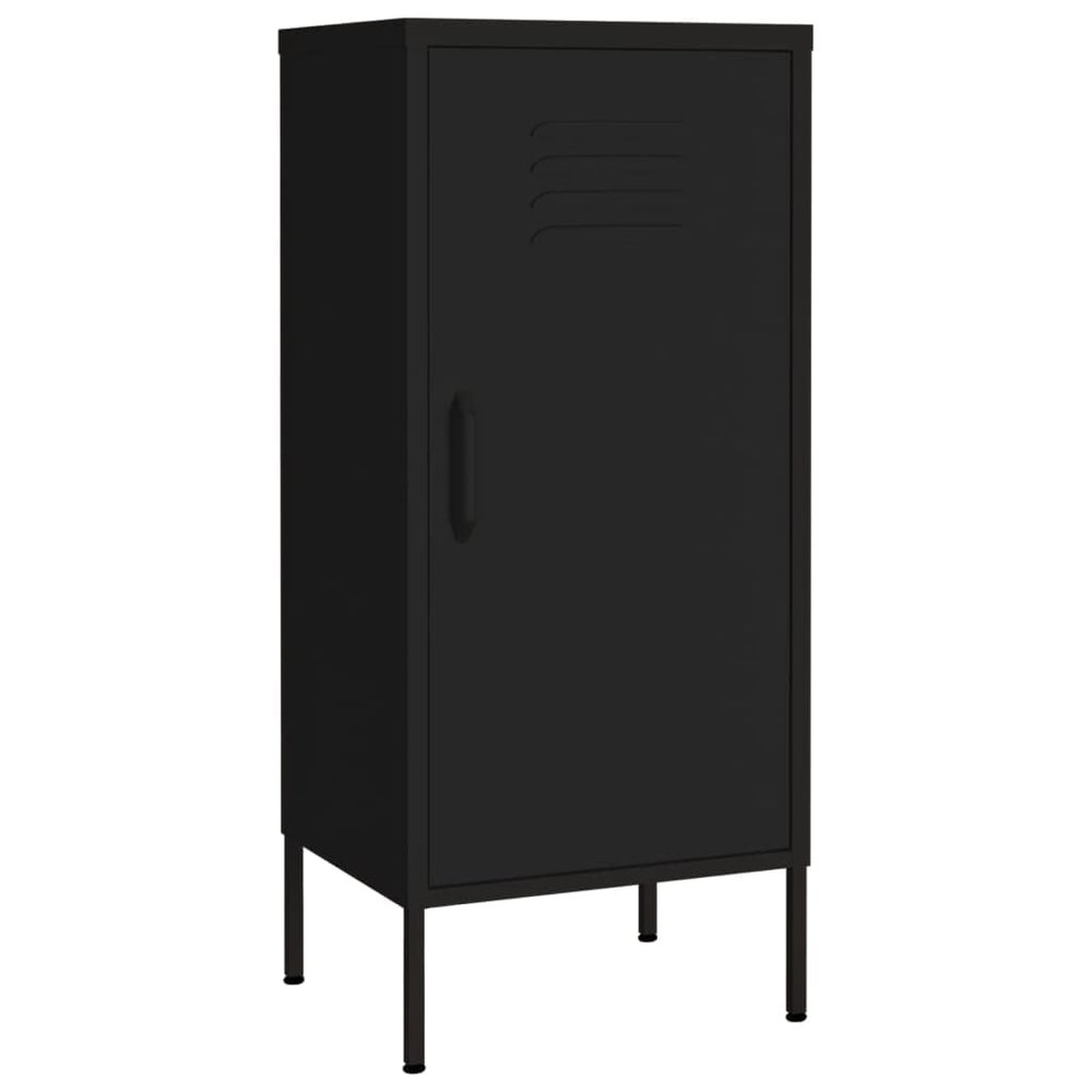 vidaXL Steel Storage Cabinet, Black - Industrial Design with 2 Adjustable Shelves and Levelers, 16.7"x13.8"x40"