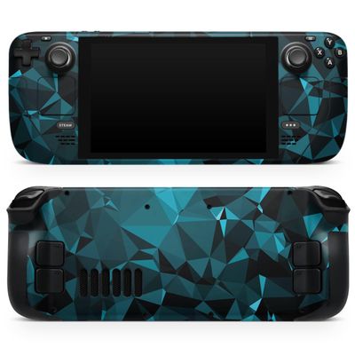 Design Skinz - Compatible with Steam Deck - Skin Decal Protective Scratch-Resistant Removable Vinyl Wrap Cover - Turquoise and Black Geometric Triangles