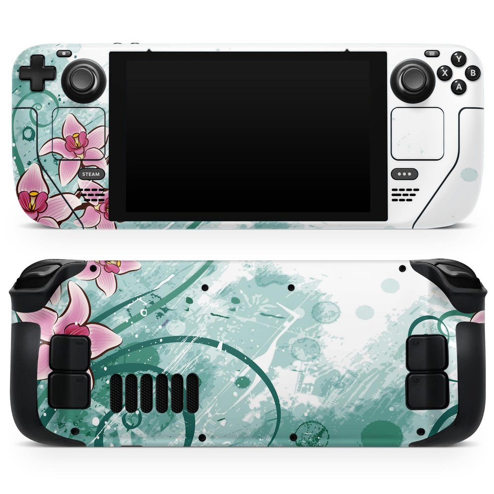 Design Skinz - Compatible with Steam Deck - Skin Decal Protective Scratch-Resistant Removable Vinyl Wrap Cover - Pink & Green Watercolor Floral