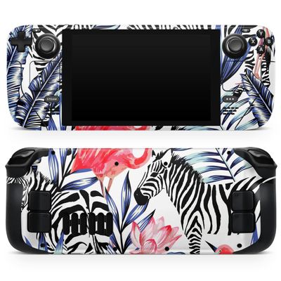Design Skinz - Compatible with Steam Deck - Skin Decal Protective Scratch-Resistant Removable Vinyl Wrap Cover - Tropical Flamingo and Zebra Jungle