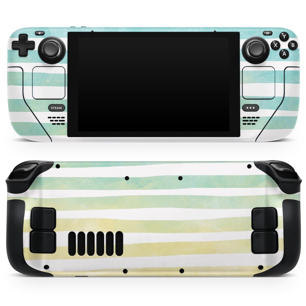 Design Skinz - Compatible with Steam Deck - Skin Decal Protective Scratch-Resistant Removable Vinyl Wrap Cover - Green Watercolor Ombre Stripes
