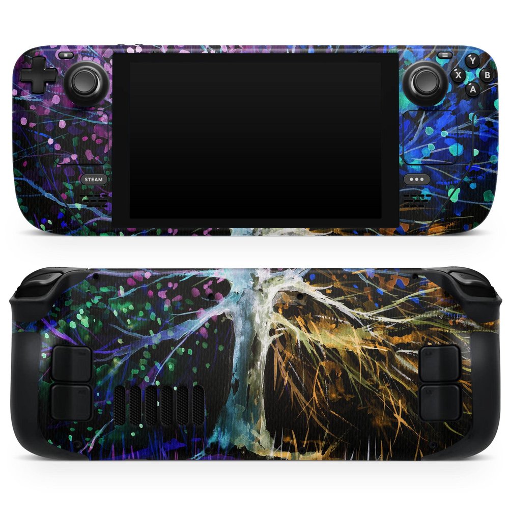 Design Skinz - Compatible with Steam Deck - Skin Decal Protective Scratch-Resistant Removable Vinyl Wrap Cover - Inverted Abstract Colorful Watercolor Vivid Tree
