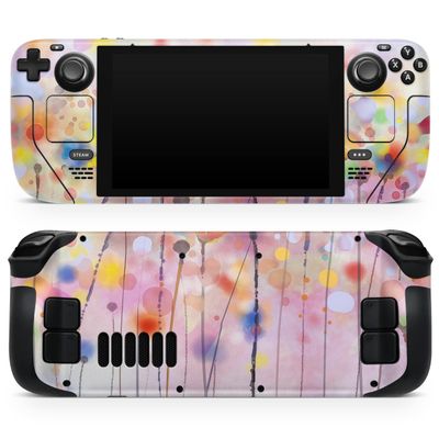Design Skinz - Compatible with Steam Deck - Skin Decal Protective Scratch-Resistant Removable Vinyl Wrap Cover - Drizzle Watercolor Flowers V1