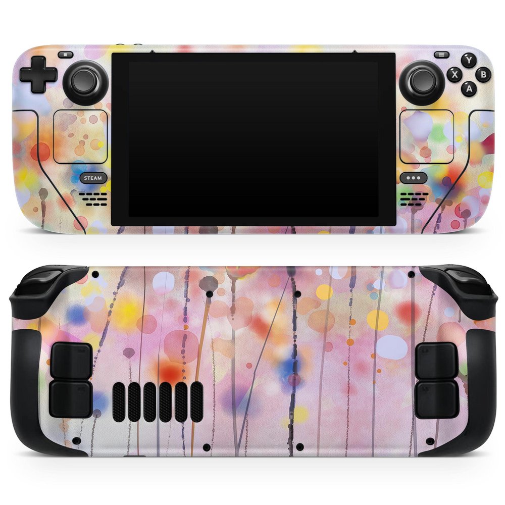 Design Skinz - Compatible with Steam Deck - Skin Decal Protective Scratch-Resistant Removable Vinyl Wrap Cover - Drizzle Watercolor Flowers V1