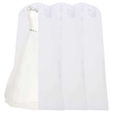 69" Garment Bag with 36" Bottom, Bell Shaped with Accessories Pocket for Wedding Long Dress Gown Fur Coat Closet Storage Uniform Costume Suits Cover (White) (3 Pack)