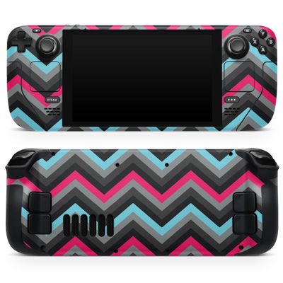 Design Skinz - Compatible with Steam Deck - Skin Decal Protective Scratch-Resistant Removable Vinyl Wrap Cover - Sharp Pink & Teal Chevron Pattern