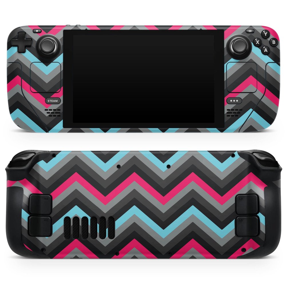 Design Skinz - Compatible with Steam Deck - Skin Decal Protective Scratch-Resistant Removable Vinyl Wrap Cover - Sharp Pink & Teal Chevron Pattern