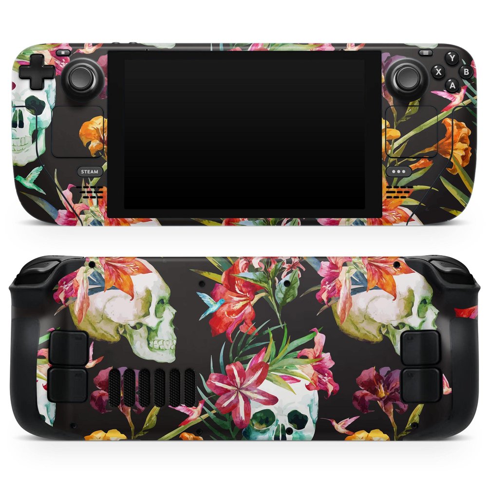 Design Skinz - Compatible with Steam Deck - Skin Decal Protective Scratch-Resistant Removable Vinyl Wrap Cover - Tropical Skull Floral