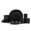 Stone by Mercer Project HEKONDA Modern Stoneware 16-Piece Dinnerware Set, Plate and Bowl Set, Dish Set for 4, Black view 1