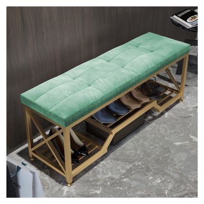 UNNS Shoe Bench Shoe Stool Entrance 2 Tier Shoe Rack Storage Bench with Upholstered Seat Metal Frame for Living Room Bedroom Corridor Entry Shoe Stool (Color : E, Size : 100 * 35 * 46cm)