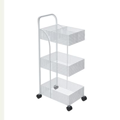 TOMYEUS Bathroom Shelf Bathroom Storage Shelves,3-Tier Mesh Wire Rolling Cart with Wheels Metal Storage Shelves for Home,Office Kitchen Bathroom Bedroom Golden Bathroom Wall Shelves (Color : C)