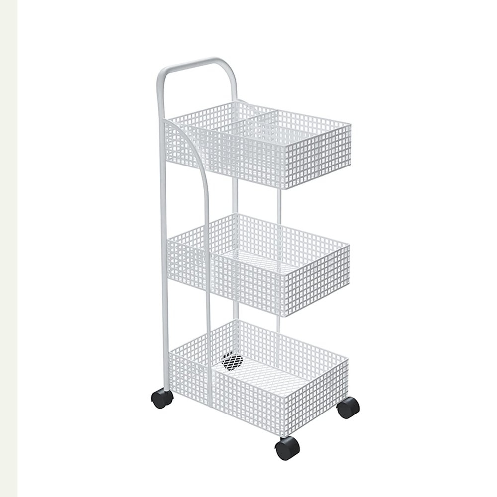 TOMYEUS Bathroom Shelf Bathroom Storage Shelves,3-Tier Mesh Wire Rolling Cart with Wheels Metal Storage Shelves for Home,Office Kitchen Bathroom Bedroom Golden Bathroom Wall Shelves (Color : C)
