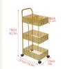 TOMYEUS Bathroom Shelf Bathroom Storage Shelves,3-Tier Mesh Wire Rolling Cart with Wheels Metal Storage Shelves for Home,Office Kitchen Bathroom Bedroom Golden Bathroom Wall Shelves (Color : C) view 2