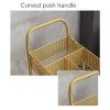 TOMYEUS Bathroom Shelf Bathroom Storage Shelves,3-Tier Mesh Wire Rolling Cart with Wheels Metal Storage Shelves for Home,Office Kitchen Bathroom Bedroom Golden Bathroom Wall Shelves (Color : C) view 4