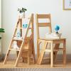 Hamankim Wooden 4 Step Ladder Chair, Multifunction Wood Ladder Stool Innovative Step Stool Transforming Folding Fold Up Ladder Kitchen Office Library Steps Climb Ladder view 3