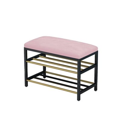 UNNS Shoe Bench Shoe Stool Entrance Bench Metal Shoe Rack Bench Organizer with 2 Tier Storage Organizer for Entryway Hallway Living Room Entry Shoe Stool (Color : A, Size : 60cm/23.62inch)