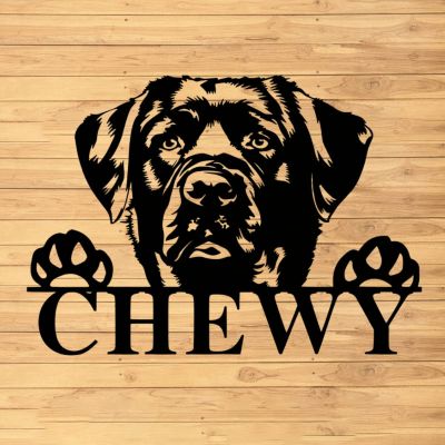 Custom Dog Metal Wall Sign - Personalized Dog Metal Wall Art - Dog Metal Wall Decor - Black Labrador Name Sign - Dog Lover Sign - Gift for Pet