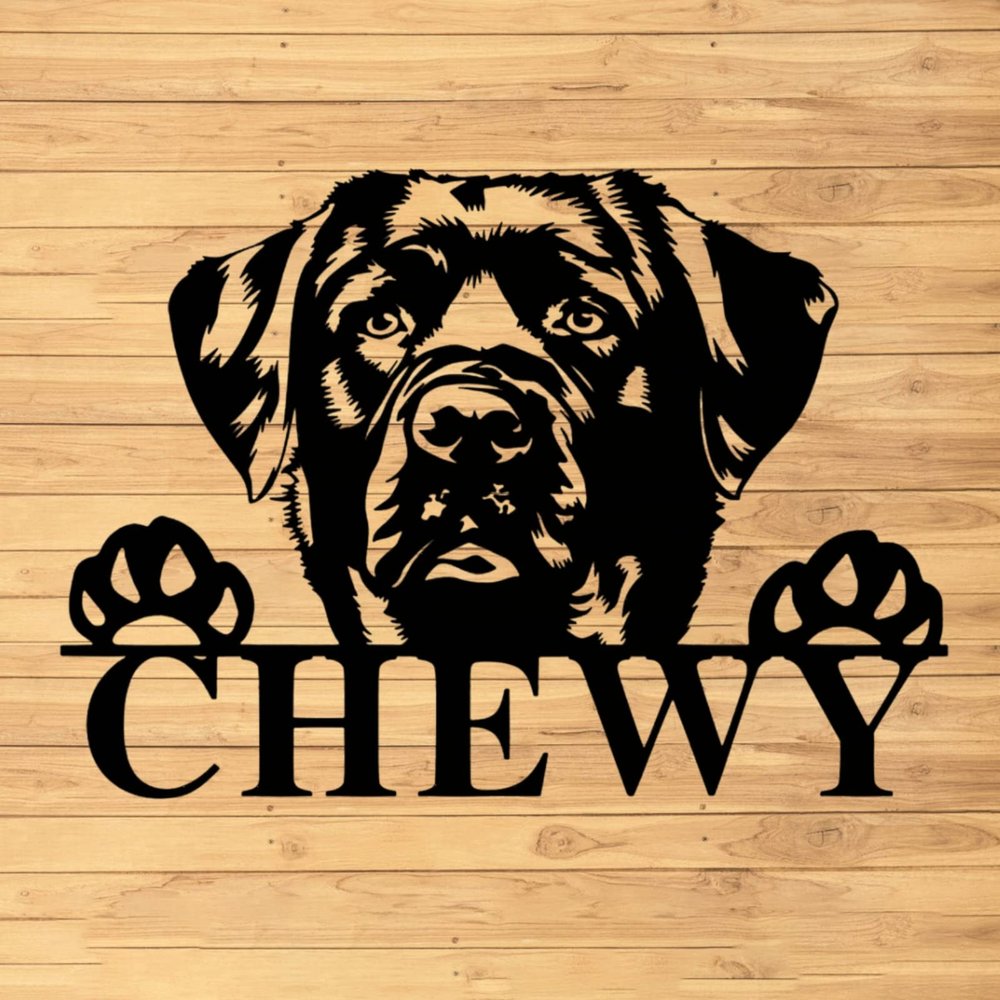 Custom Dog Metal Wall Sign - Personalized Dog Metal Wall Art - Dog Metal Wall Decor - Black Labrador Name Sign - Dog Lover Sign - Gift for Pet