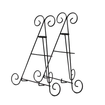 FixtureDisplays 12" Decorative Curved Plate Stand and Art Holder Easel in Black Finish Heavy Duty 16031-2PK-FBA