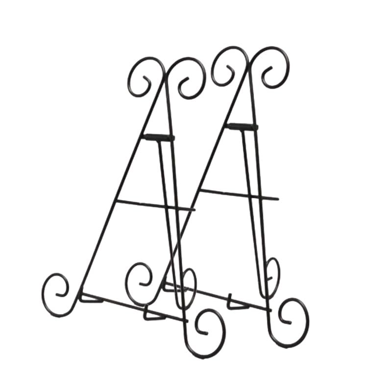 FixtureDisplays 12" Decorative Curved Plate Stand and Art Holder Easel in Black Finish Heavy Duty 16031-2PK-FBA
