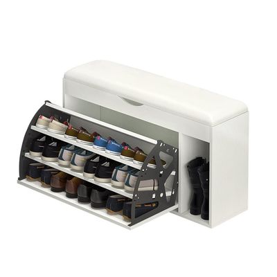 UNNS Shoe Bench Shoe Rack Bench Home Clamshell Storage Change Shoe Stool Leather Sofa Stool Suitable for Living Room Porch Corner Corridor Entry Shoe Stool (Color : White)