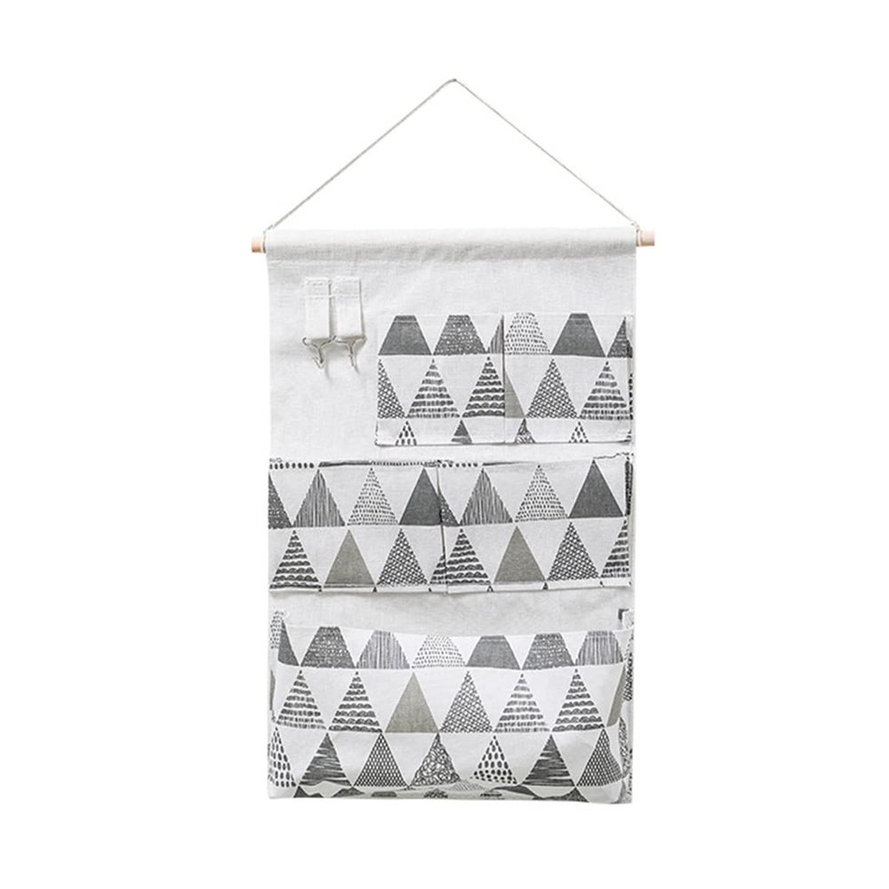 Bueuwe Fabric Storage Hanging Bag Bedside Wall-Mounted Door Behind Bedroom Room Rack Cloth Bag Dormitory Storage Artifact,Gray