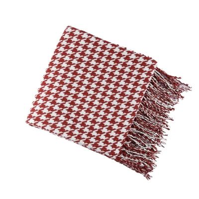 JUIYU Bed Throws Plain Blanket Black Paw Decoration Tassel Scarf Blankets & Throws (Color : Red, Size : 130x220cm)