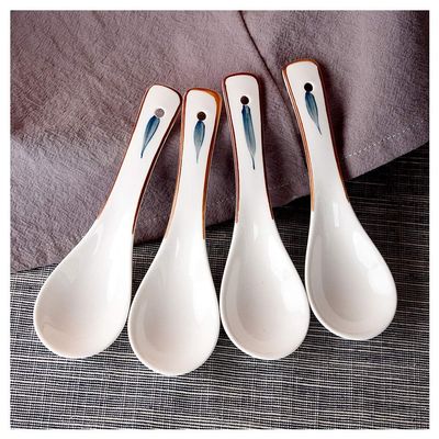 China Soup Spoons Japanese-style Ceramic Small Soup Spoon Household Breakfast Cereal Spoon Restaurant Buffet Rice Spoon Kitchen Tool Spoon Versatile spoon (Size : Medium)
