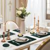 APLKER Faux Leather Placemats Set of 6, Vinyl Placemats Heat Resistant Place Mats, Waterproof Oil-Proof Wipeable Dining Table Mats and Coasters for Kitchen, Indoor, Outdoor (Deep Green) view 2