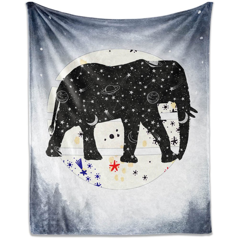Elephant Throw Blanket for Kids - 40x50 Inches Crib Size - Soft Fluffy Cozy Blankets Gift - Grey Novelty Blanket Throws for Travel, Office