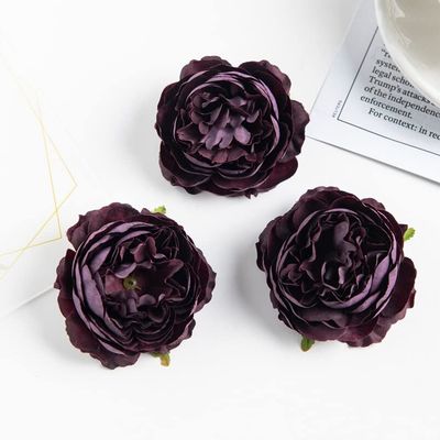 HXSCOO 20/100PC Artificial Flowers Wedding Bouquet Scrapbooking Christmas Decorative Wreaths Home Room Decor DIY Party Fake Silk Peony (Color : DEEP Purple, Size : 100 PC)