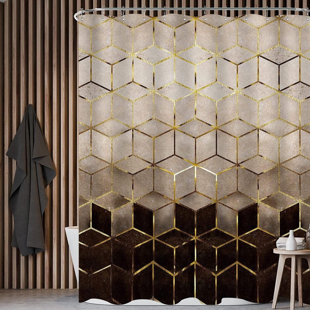 JIAMELUCK Marble Shower Curtain Modern Geometric Bathroom Set Stripe Bath Curtains Texture Fabric Bathroom Bathtub Decor 170x200cm(67" Wx79 H)