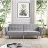 75"Convertible Folding Futon Sofa Bed,Split Back Design,Modern Fabric Sleeper Couch Bed with Armrest and Chrome Legs,Upholstered Recliner Loveseat for Living Room Apartment Dorms Office (Light Grey) view 1
