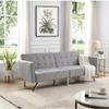 75"Convertible Folding Futon Sofa Bed,Split Back Design,Modern Fabric Sleeper Couch Bed with Armrest and Chrome Legs,Upholstered Recliner Loveseat for Living Room Apartment Dorms Office (Light Grey) view 3